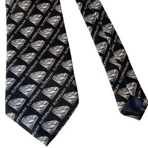 DC Comics Superman Logo Tie Rock & Meister Black Polyester Novelty Necktie 2000